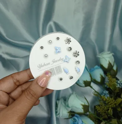 7 pair Fashionable Blue Candy Butterfly Cute Earrings Set (1 pata)